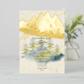 Goldberge Hintergrund Grüne und Blaue Bäume Folieneinladung (Stehend vorne)