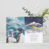 Goldbergwerk Wasserfarbe Außenhochzeit Foto Save The Date (Stehend Vorderseite)