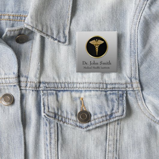 Goldberuflicher medizinischer Caduceus - Knopf Button (Beispiel)