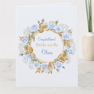 Goldberührte Blaue Rosen-Hochzeit Karte