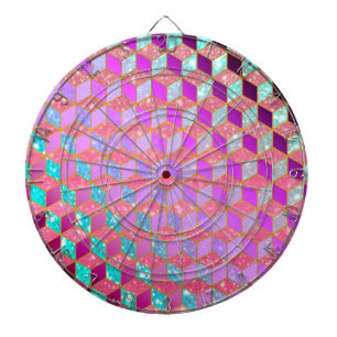 Goldbeschichteter, diamantförmiger Hexagon in Past Dartscheibe