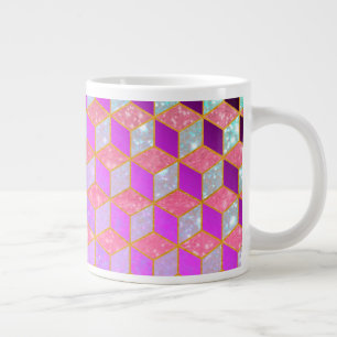 Goldbeschichteter, diamantförmiger Hexagon in Past Jumbo-Tasse