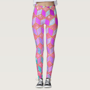 Goldbeschichteter, diamantförmiger Hexagon in Past Leggings