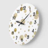 Goldbezaubernde Bokeh Confetti-Punkte Große Wanduhr (Winkel)