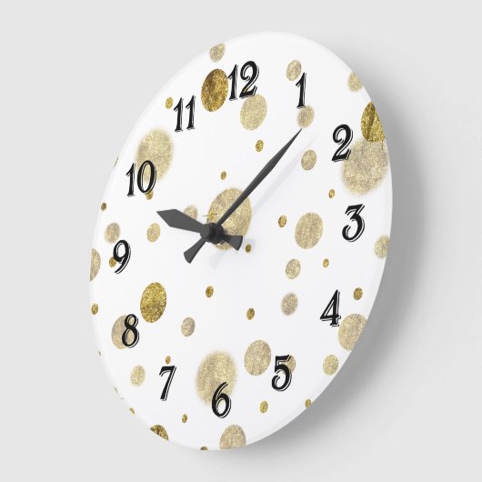 Goldbezaubernde Bokeh Confetti-Punkte Große Wanduhr (Winkel)