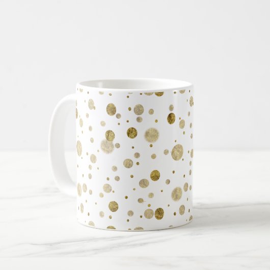 Goldbezaubernde Bokeh Confetti-Punkte Kaffeetasse (Vorderseite Links)