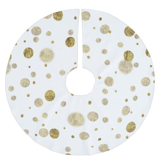 Goldbezaubernde Bokeh Confetti-Punkte Polyester Weihnachtsbaumdecke (Vorderseite)