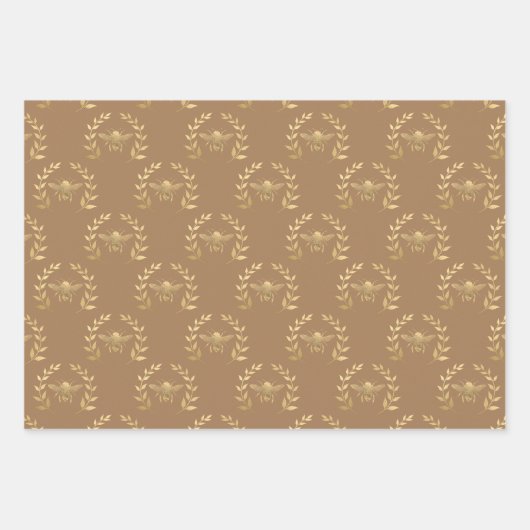 Goldbiene auf hellbraun geschenkpapier set (Vorderseite 2)
