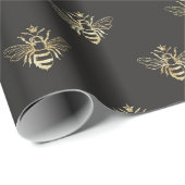 Goldbiene auf schwarz geschenkpapier (Rolleneckpunkt)