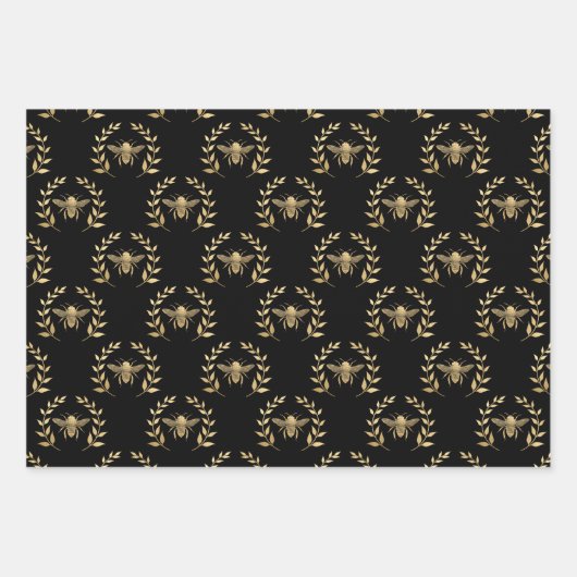 Goldbiene auf schwarz geschenkpapier set (Vorderseite 3)