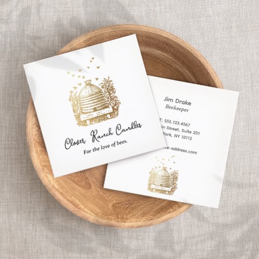 Goldbiene Bienenzucht Quadratische Visitenkarte