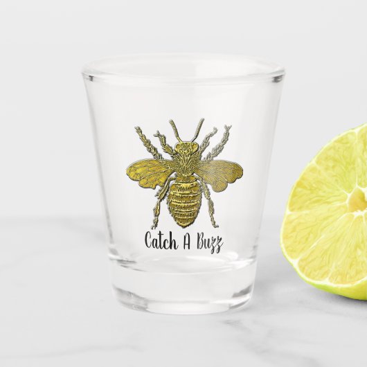 Goldbiene Ihr Text Schnapsglas (Vorderseite)