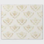 Goldbienen auf Creme. Geschenkpapier (Flach)