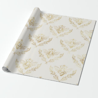 Goldbienen auf Creme. Geschenkpapier