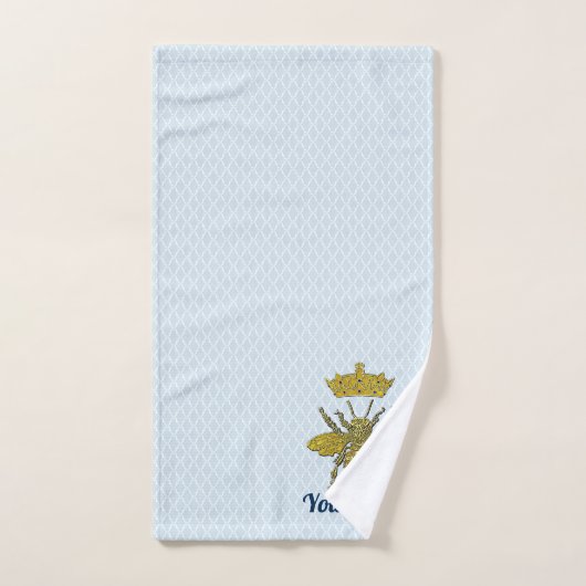 Goldbienen-Krone Ihr Text und Farbe Badhandtuch Set (Handtuch)
