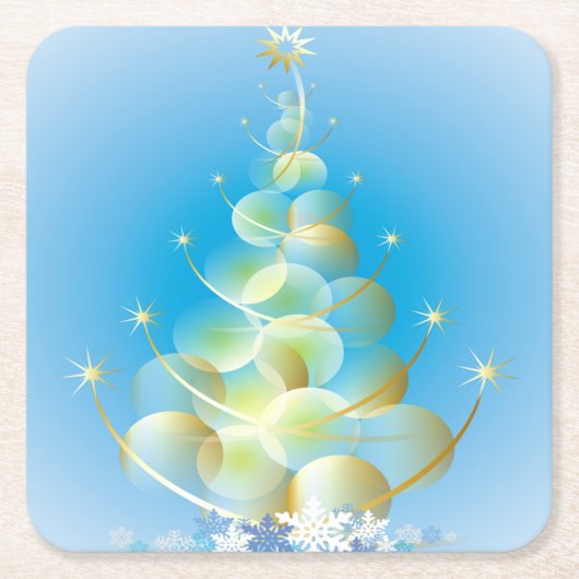 Goldblase Moderne Kunst Weihnachtsbaum Rechteckiger Pappuntersetzer (Vorderseite)