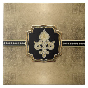 Goldblatt-Look Fleur de Lis Faux Vintage Schmuck Fliese