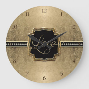 Goldblatt-Look Fleur de Lis Faux Vintage Schmuck Große Wanduhr