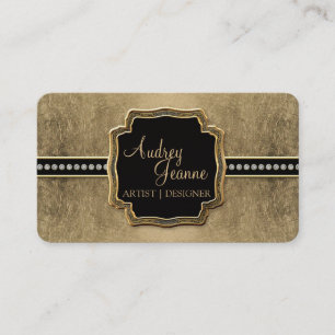Goldblatt-Look Fleur de Lis Faux Vintage Schmuck Visitenkarte
