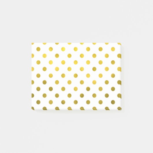 Goldblatt-metallischer Tupfen auf weißem Post-it Klebezettel (Vorderseite)