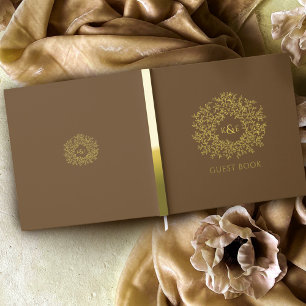 Goldblatt-Monogramm-Hochzeit Gästebuch