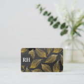 Goldblatt-Muster | Monogramm Visitenkarte (Stehend Vorderseite)