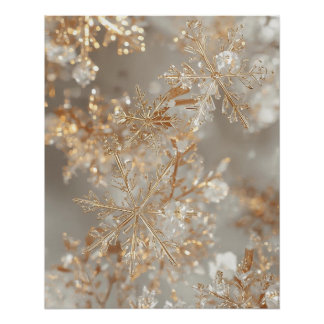 Goldblatt-Schneeflocken-Plakat Poster