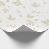 Goldblatt und Schneeflocken Weihnachtsmuster Geschenkpapier (Ecke)