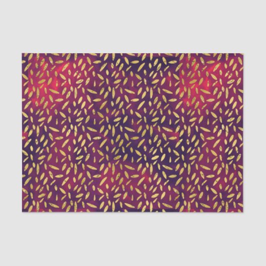 GoldBlätter auf rauchigem Burgunder u. lila Tan Seidenpapier (Vorderseite)