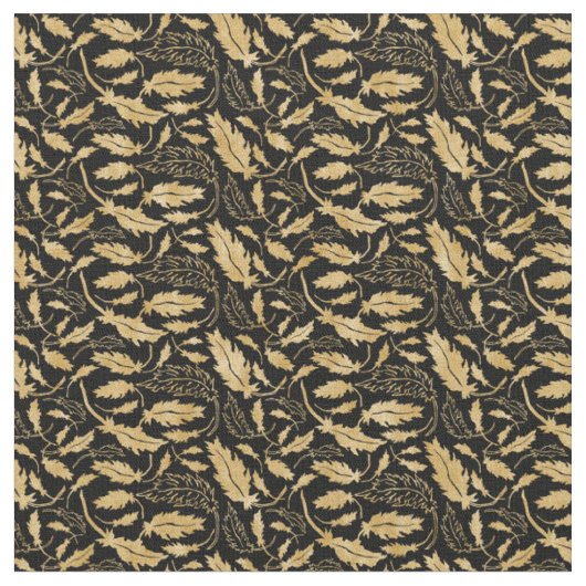 Goldblätter mit schwarzem Hintergrund Stoff (Nahaufnahme)