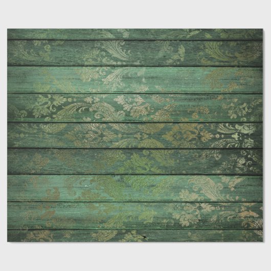 Goldblätter über Grünholz Geschenkpapier (Flach)