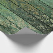 Goldblätter über Grünholz Geschenkpapier (Ecke)