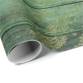 Goldblätter über Grünholz Geschenkpapier (Rolleneckpunkt)