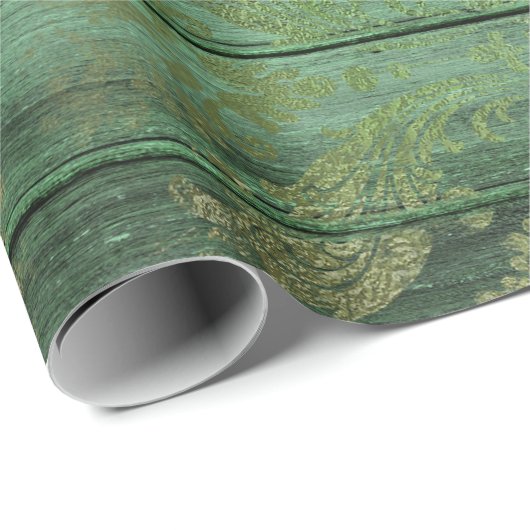 Goldblätter über Grünholz Geschenkpapier (Rolleneckpunkt)