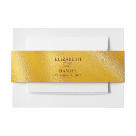 Goldblätterung und elegante Skripthochzeit Einladungsbanderole