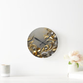 Goldblattgestaltung Runde Wanduhr (Zuhause)