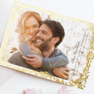 Goldblattrahmen-Foto-Hochzeit Save The Date im Web Folieneinladung