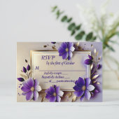 Goldblättrige Blumen Hochzeit RSVP-Karte RSVP Karte (Stehend Vorderseite)