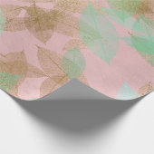 Goldblättrige Korallenblättern rosa Geschenkpapier (Ecke)