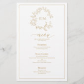 Goldblättriges Wappen Monogram Wedding Menu (Vorderseite)