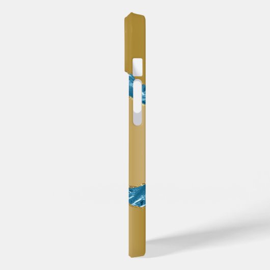 Goldblaue Agarve-Marmornamenskript Case-Mate iPhone Hülle (Rückseite / Links)