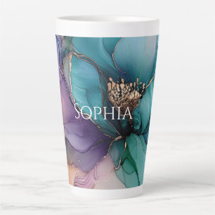 Goldblaue Aqua-Lila-Blumen-Brautjungfernparty Milchtasse