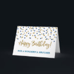 Goldblaue Confetti-Bruder-Geburtstags-Karte Karte<br><div class="desc">Geburtstagskarte für Bruder mit Gold und blauem modernem Glitter Confettimuster. Merken Sie bitte Glittereffekt ist nur photographischer Effekt.</div>