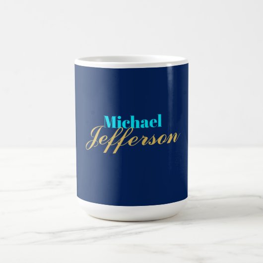 Goldblaue Farbe elegante moderne minimalistische B Kaffeetasse (Mittel)