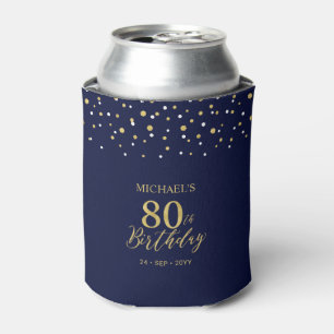 Goldblaue Konfetti-Geschenke zur 80. Geburtstagsfe Dosenkühler