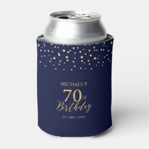 Goldblaue Konfetti-Partygeschenke zum 70. Geburtst Dosenkühler