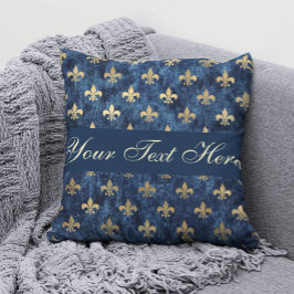 Goldblaue Lilie Fügen Sie Ihren Text Throw Kissen