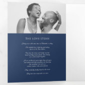 Goldblaue Mono-Kranz-Heirat Dreifach-gefaltete Programmkarte (Innen Erste Seite)