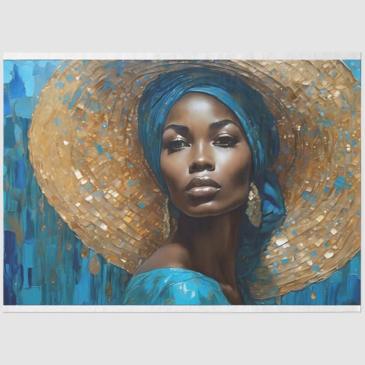 Goldblaue Mosaik-Amerikanerin Dekoupage Seidenpapier (Vorderseite)