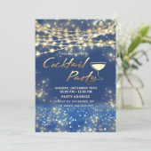 Goldblaue Saitenlampe Corporate Cocktail Party Einladung (Stehend Vorderseite)